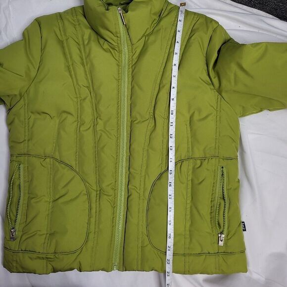 Y2K/90s chartreuse green full zip‎ down fill blend winter ski jacket M - Picture 13 of 14